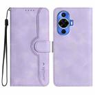 For Huawei nova 12s Heart Pattern Skin Feel Leather Phone Case(Purple) - 1