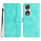 For Honor 90 Heart Pattern Skin Feel Leather Phone Case(Light Blue) - 1