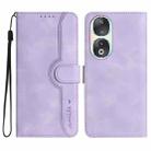 For Honor 90 Heart Pattern Skin Feel Leather Phone Case(Purple) - 1