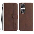 For Honor 90 Pro Heart Pattern Skin Feel Leather Phone Case(Brown) - 1