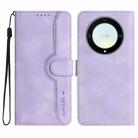 For Honor X40 Heart Pattern Skin Feel Leather Phone Case(Purple) - 1