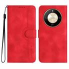 For Honor X50 Heart Pattern Skin Feel Leather Phone Case(Red) - 1