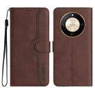 For Honor X50 Heart Pattern Skin Feel Leather Phone Case(Brown) - 1