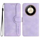 For Honor X50 Heart Pattern Skin Feel Leather Phone Case(Purple) - 1