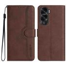 For Honor X50i Heart Pattern Skin Feel Leather Phone Case(Brown) - 1