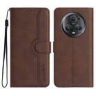 For Honor Magic5 Pro Heart Pattern Skin Feel Leather Phone Case(Brown) - 1