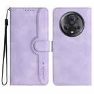 For Honor Magic5 Pro Heart Pattern Skin Feel Leather Phone Case(Purple) - 1
