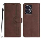 For Honor 100 Heart Pattern Skin Feel Leather Phone Case(Brown) - 1