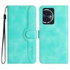 For Honor 100 Heart Pattern Skin Feel Leather Phone Case(Light Blue) - 1