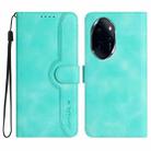 For Honor 100 Pro Heart Pattern Skin Feel Leather Phone Case(Light Blue) - 1