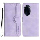 For Honor 100 Pro Heart Pattern Skin Feel Leather Phone Case(Purple) - 1