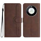 For Honor X50 / X9b Heart Pattern Skin Feel Leather Phone Case(Brown) - 1