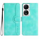 For Honor X7b Heart Pattern Skin Feel Leather Phone Case(Light Blue) - 1