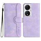 For Honor X7b Heart Pattern Skin Feel Leather Phone Case(Purple) - 1