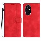 For Honor 200 Heart Pattern Skin Feel Leather Phone Case(Red) - 1