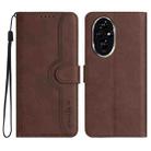 For Honor 200 Heart Pattern Skin Feel Leather Phone Case(Brown) - 1