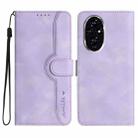 For Honor 200 Heart Pattern Skin Feel Leather Phone Case(Purple) - 1