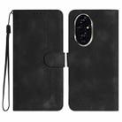 For Honor 200 Pro Heart Pattern Skin Feel Leather Phone Case(Black) - 1