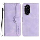 For Honor 200 Pro Heart Pattern Skin Feel Leather Phone Case(Purple) - 1