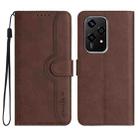 For Honor 200 Lite Global Heart Pattern Skin Feel Leather Phone Case(Brown) - 1