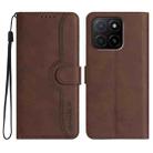 For Honor X5b / X5b Plus Global Heart Pattern Skin Feel Leather Phone Case(Brown) - 1