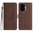 For Honor 300 Heart Pattern Skin Feel Leather Phone Case(Brown) - 1