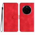 For Honor Magic7 Heart Pattern Skin Feel Leather Phone Case(Red) - 1