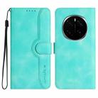 For Honor Magic7 Heart Pattern Skin Feel Leather Phone Case(Light Blue) - 1