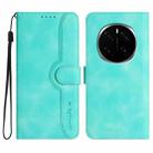 For Honor Magic7 Pro Heart Pattern Skin Feel Leather Phone Case(Light Blue) - 1