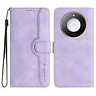 For Honor X60 / X9c Smart Heart Pattern Skin Feel Leather Phone Case(Purple) - 1