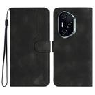 For Honor 400 Global 156.5mm Heart Pattern Skin Feel Leather Phone Case(Black) - 1