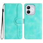 For Honor 400 Lite Global Heart Pattern Skin Feel Leather Phone Case(Light Blue) - 1