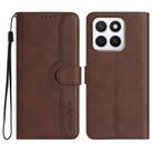 For Honor X8c 4G Heart Pattern Skin Feel Leather Phone Case(Brown) - 1