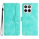 For Honor X8c 4G Heart Pattern Skin Feel Leather Phone Case(Light Blue) - 1