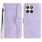 For Honor X8c 4G Heart Pattern Skin Feel Leather Phone Case(Purple) - 1