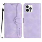 For iPhone 15 Pro Max Heart Pattern Skin Feel Leather Phone Case(Purple) - 1