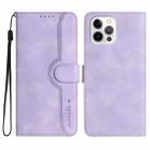 For iPhone 15 Pro Heart Pattern Skin Feel Leather Phone Case(Purple) - 1