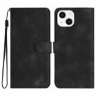 For iPhone 15 Plus Heart Pattern Skin Feel Leather Phone Case(Black) - 1