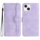 For iPhone 15 Plus Heart Pattern Skin Feel Leather Phone Case(Purple) - 1