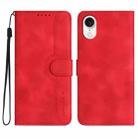 For iPhone SE 2024 Heart Pattern Skin Feel Leather Phone Case(Red) - 1
