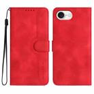 For iPhone 16e Heart Pattern Skin Feel Leather Phone Case(Red) - 1