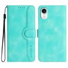 For iPhone SE 2024 Heart Pattern Skin Feel Leather Phone Case(Light Blue) - 1