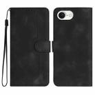 For iPhone 16e Heart Pattern Skin Feel Leather Phone Case(Black) - 1