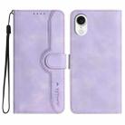 For iPhone SE 2024 Heart Pattern Skin Feel Leather Phone Case(Purple) - 1