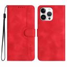 For iPhone 16 Pro Max Heart Pattern Skin Feel Leather Phone Case(Red) - 1