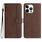 For iPhone 16 Pro Max Heart Pattern Skin Feel Leather Phone Case(Brown) - 1