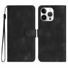 For iPhone 16 Pro Max Heart Pattern Skin Feel Leather Phone Case(Black) - 1