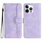 For iPhone 16 Pro Max Heart Pattern Skin Feel Leather Phone Case(Purple) - 1