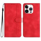 For iPhone 16 Pro Heart Pattern Skin Feel Leather Phone Case(Red) - 1