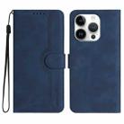 For iPhone 16 Pro Heart Pattern Skin Feel Leather Phone Case(Royal Blue) - 1